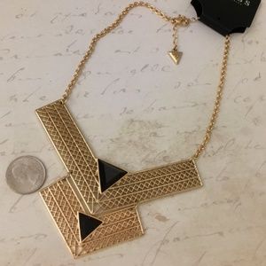 Guess Gold Geometric w/Black Gem Necklace